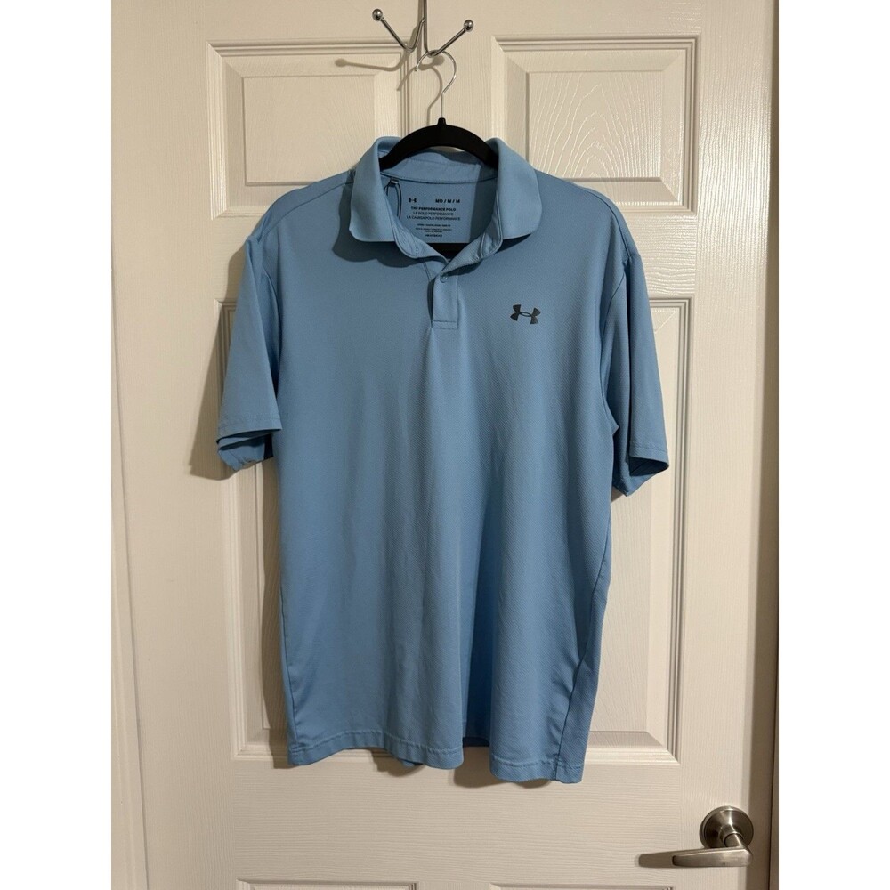 Under Armour Performance Polo HeatGear Men's M Blue Solid Loose Fit Logo